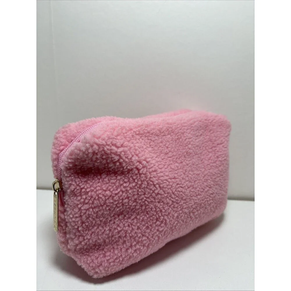 Sephora Fuzzy Sherpa Style Pink Cosmetic Travel Makeup Bag Pouch